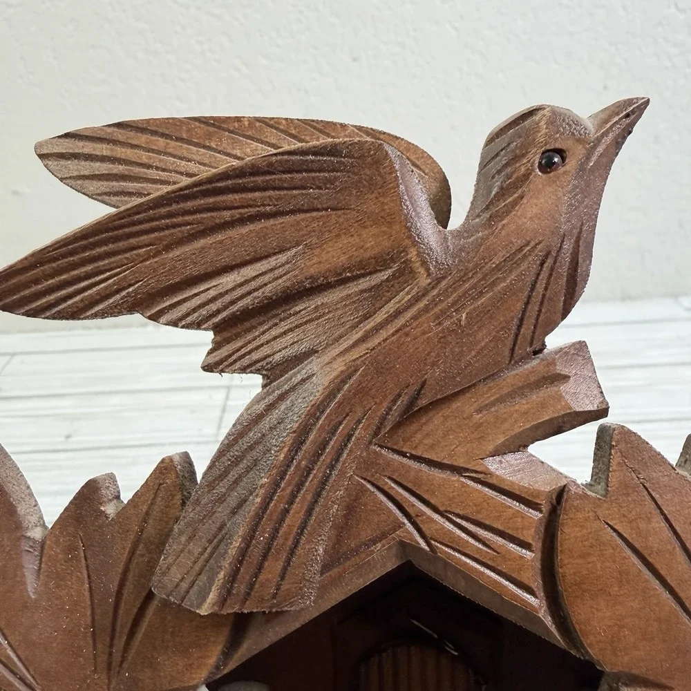 Vintage Black Forest Wood Cuckoo Clock Birds Mfg Co. West Germany For Parts